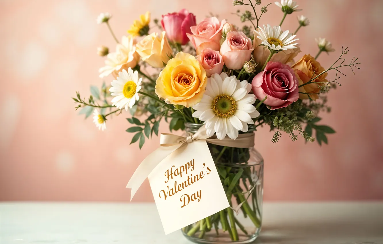 Фото обои любовь, цветы, романтика, розы, букет, love, happy, День святого Валентина