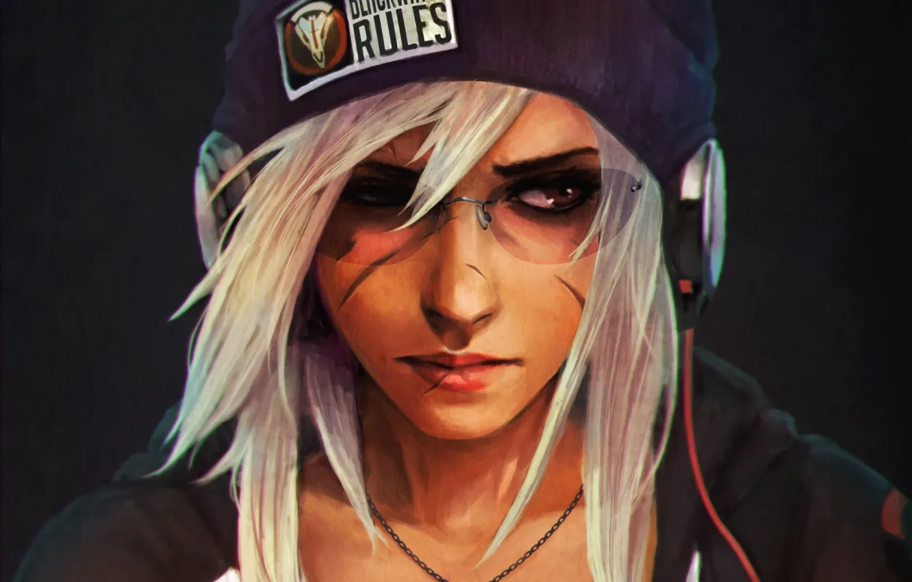 Фото обои девушка, шапка, волосы, очки, blizzard, fan art, reaper, Overwatch