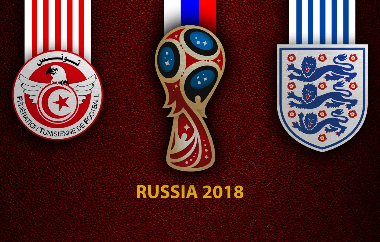 Фото обои wallpaper, sport, logo, football, FIFA World Cup, Russia 2018, Tunisia vs England