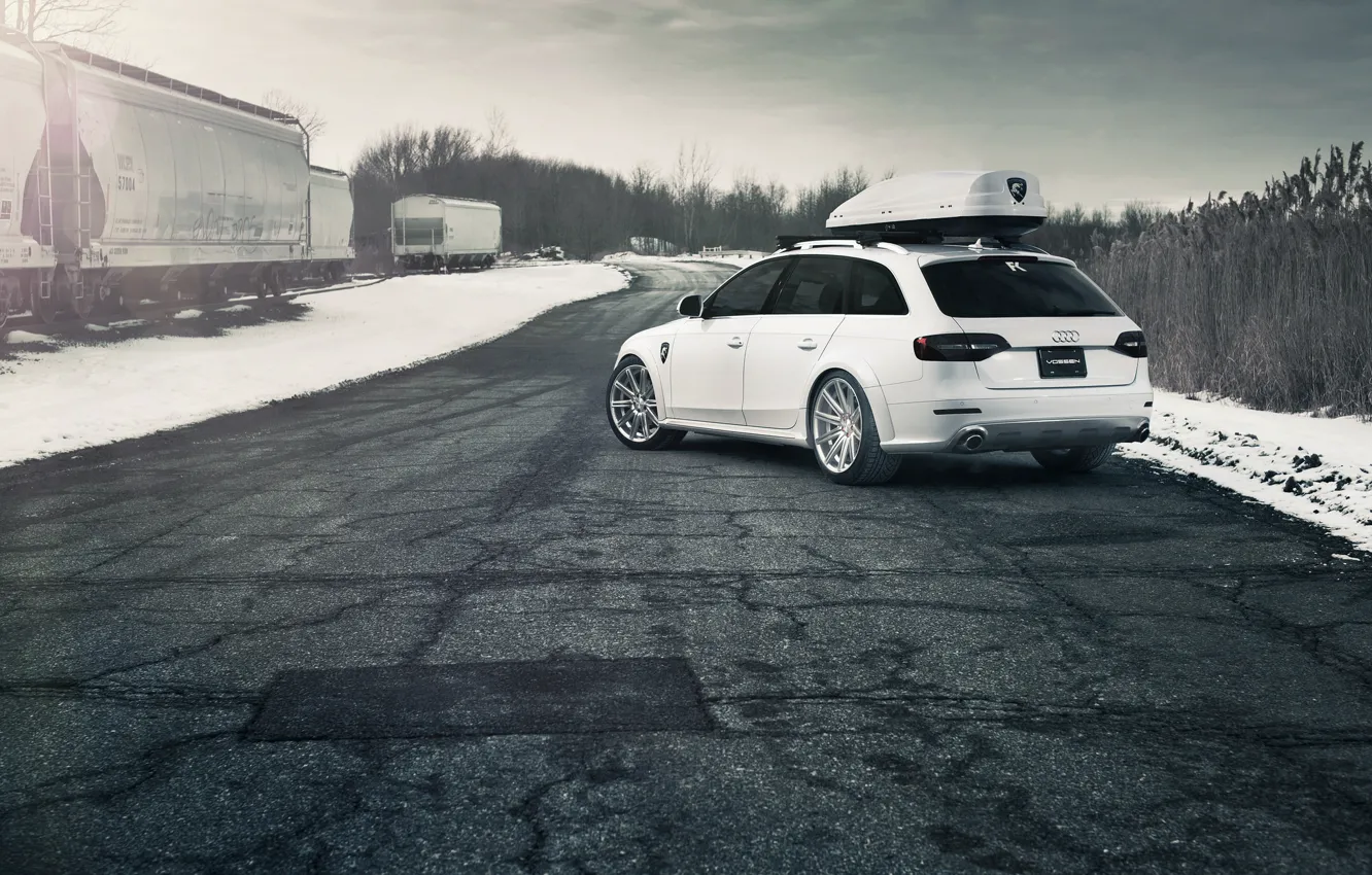 Фото обои Audi, white, Allroad, rearside