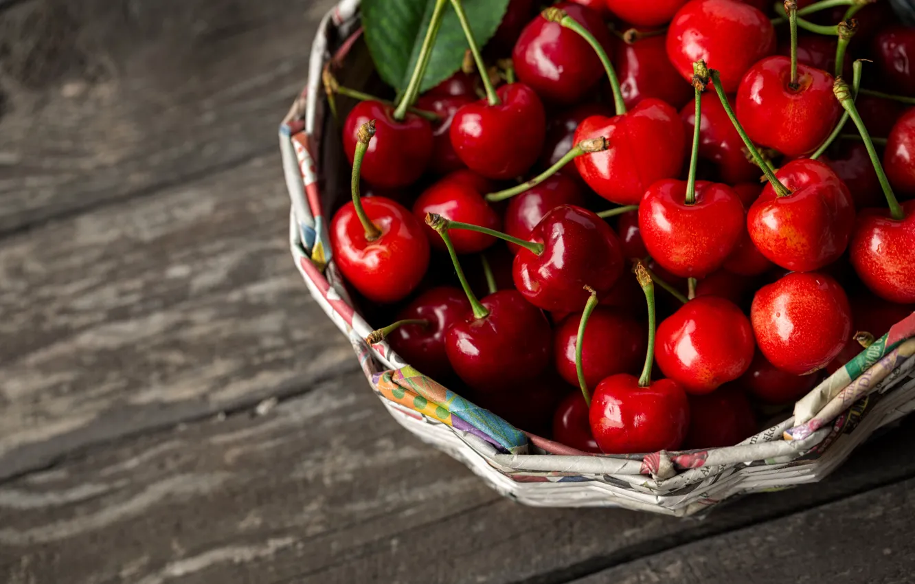 Фото обои ягоды, корзина, fresh, черешня, fruit, спелая, cherry