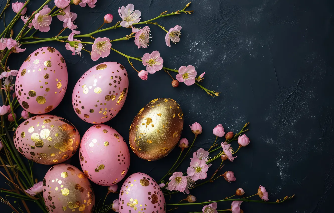 Фото обои цветы, яйца, весна, Пасха, happy, pink, flowers, spring