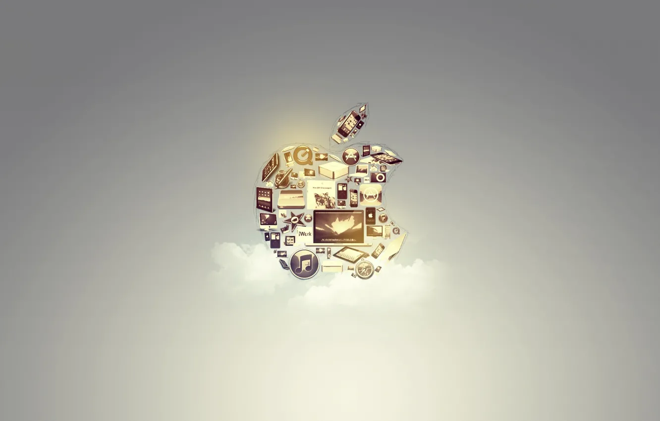 Фото обои фон, apple, яблоко, технологии, облако