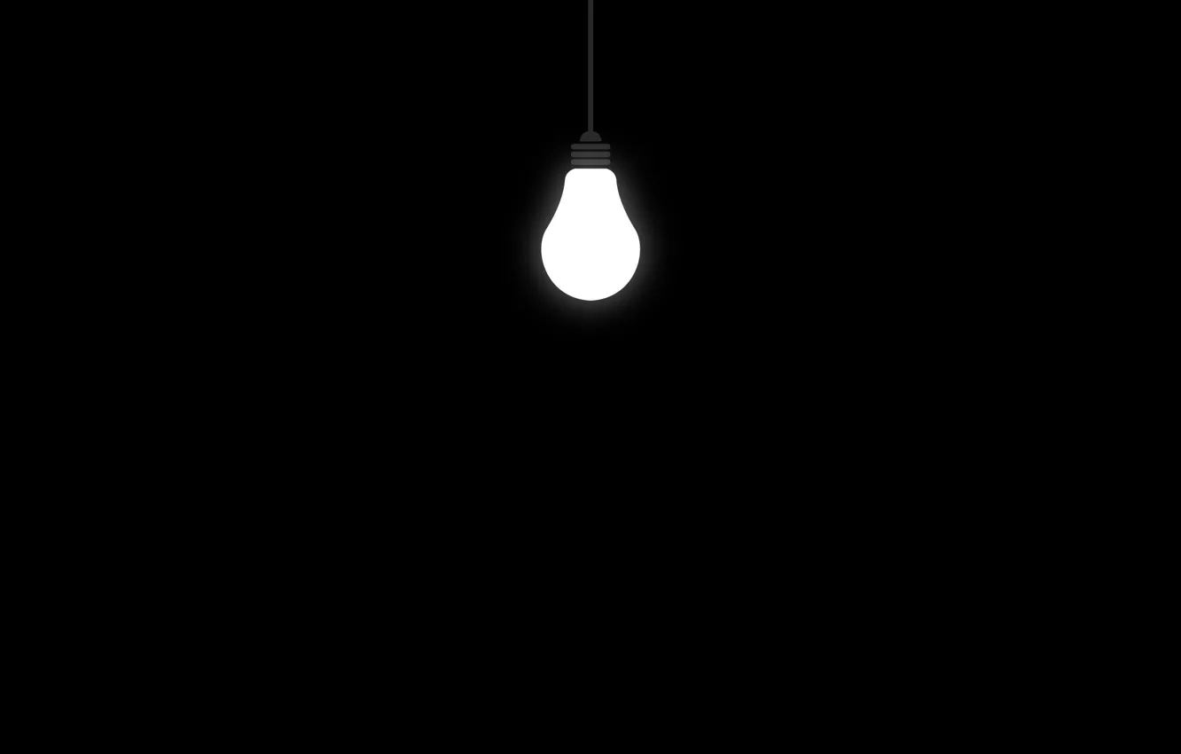 Фото обои лампочка, свет, лампа, свечение, минимализм