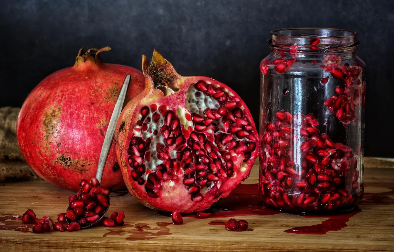 Фото обои банка, натюрморт, гранат