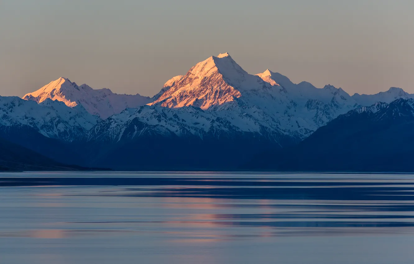Фото обои пейзаж, горы, океан, New Zealand, Mount Cook National Park, the Aoraki