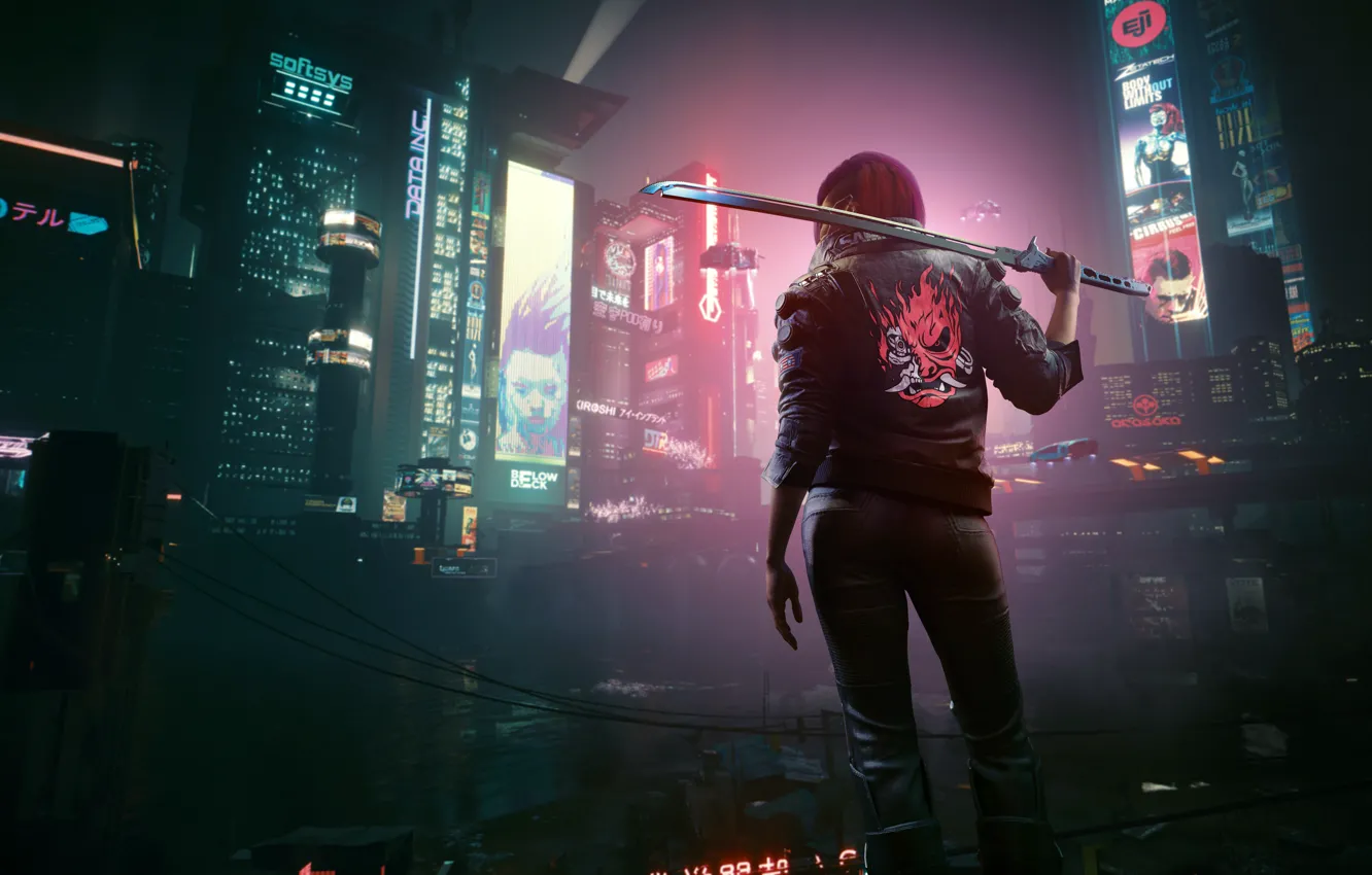 Фото обои катана, Cyberpunk 2077, phantom liberty, найт сити