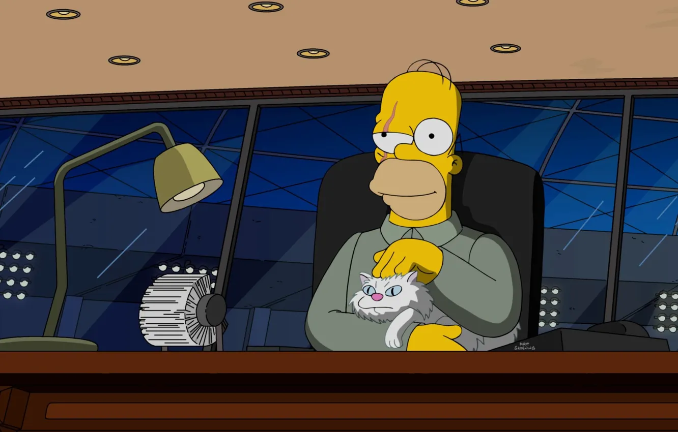 Фото обои Кот, Гомер, Simpsons, Арт, Evil, The Simpsons, Homer Simpson, Гомер Симпсон