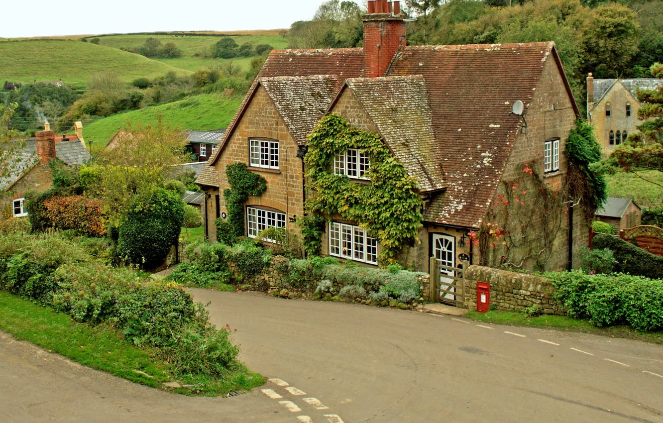 Фото обои дорога, город, фото, Англия, дома, Dorset