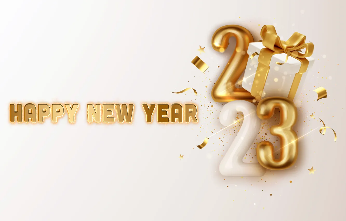 Фото обои золото, Новый Год, цифры, golden, happy, New Year, glitter, 2023