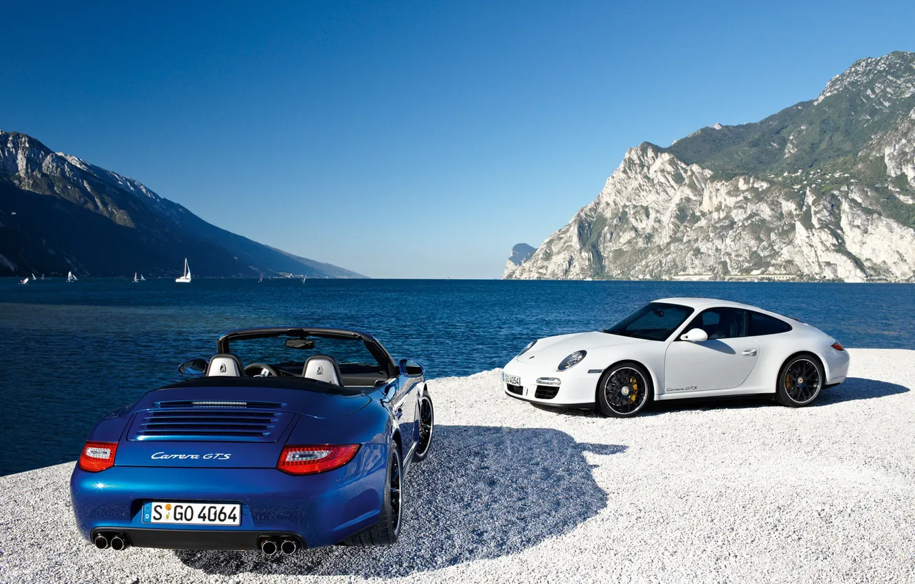 Фото обои белый, синий, 997, Porsche