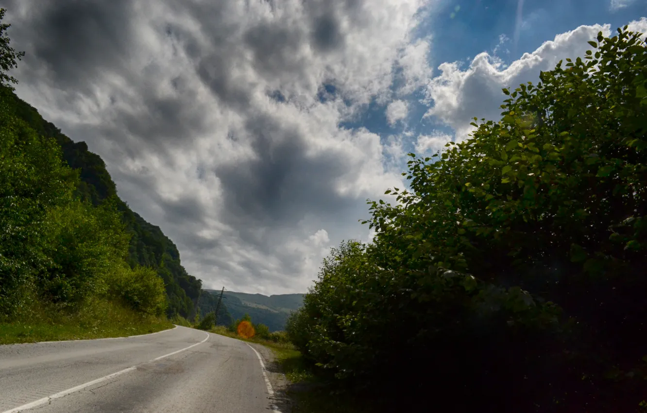 Фото обои дорога, горы, кавказ, кабардино-балкария