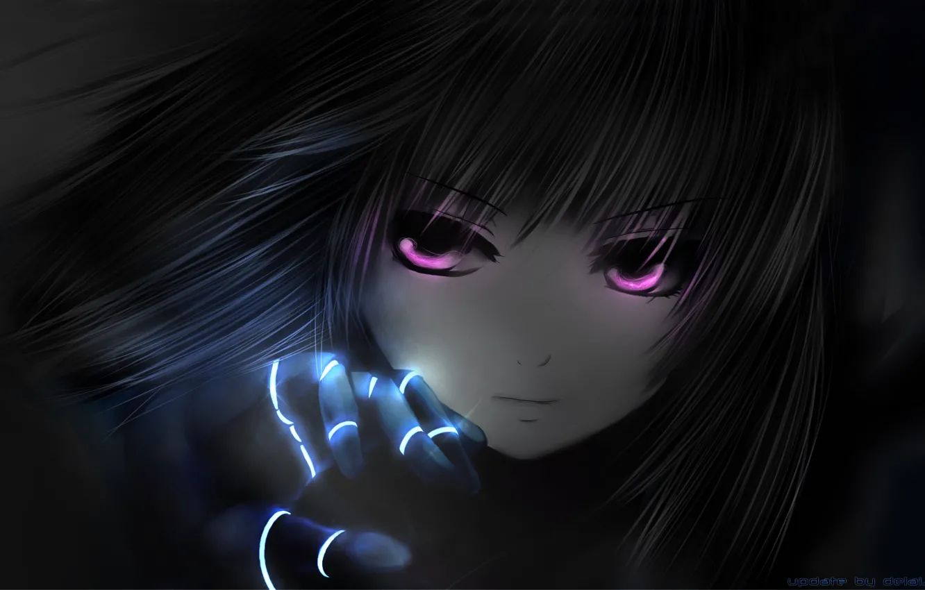 Фото обои глаза, девушка, розовый, чёрный, аниме, Battle Angel Alita
