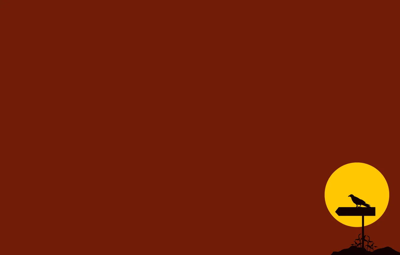 Фото обои солнце, закат, горы, птица, силуэт