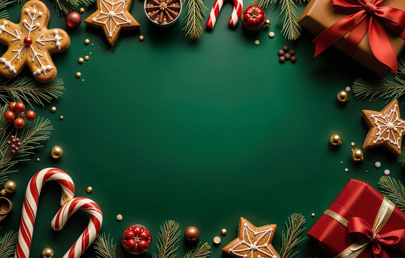 Фото обои украшения, фон, шары, Рождество, Новый год, golden, new year, Christmas