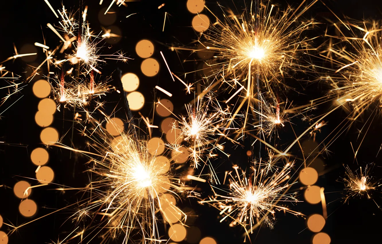 Фото обои огни, праздник, искры, Новый год, Happy New Year, New Year, бенгальские огни