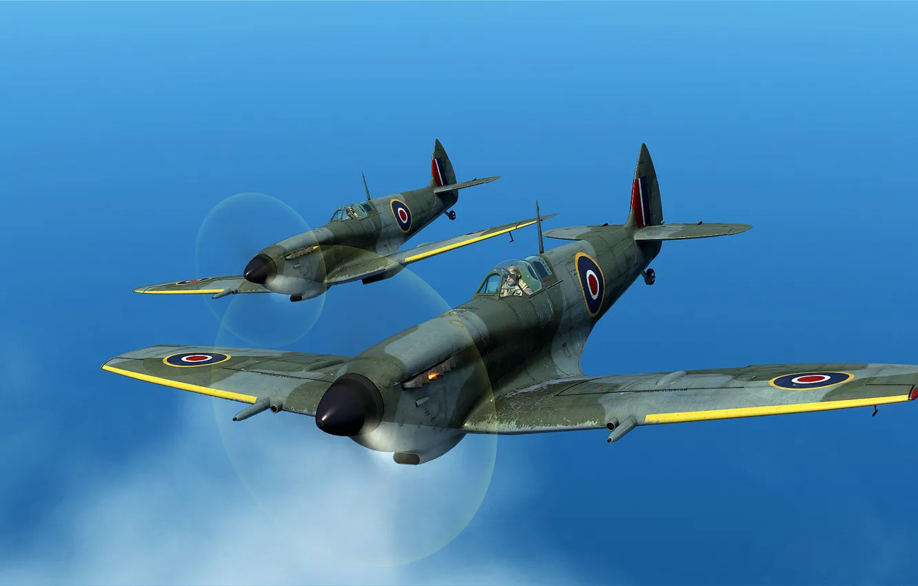 Фото обои Британия, Фронтовой истребитель, Reginald Joseph Mitchell, Spitfire Mk.IXe and Spitfire LF Mk.IXe