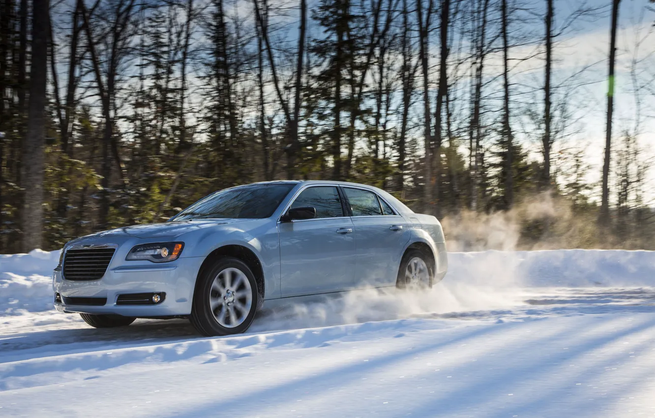 Фото обои зима, снег, природа, седан, Chrysler 300