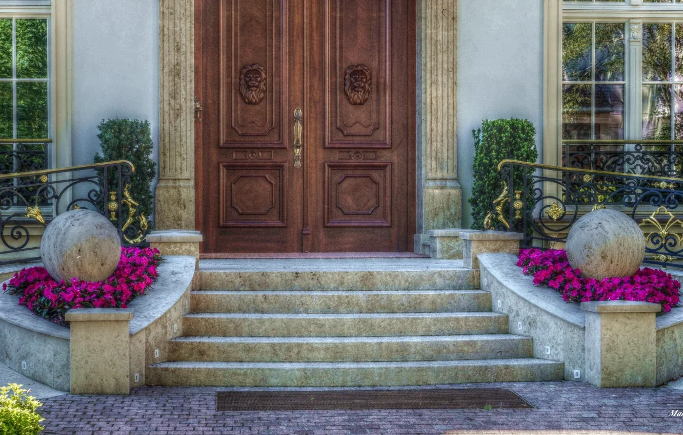 Фото обои door, stairs, hose