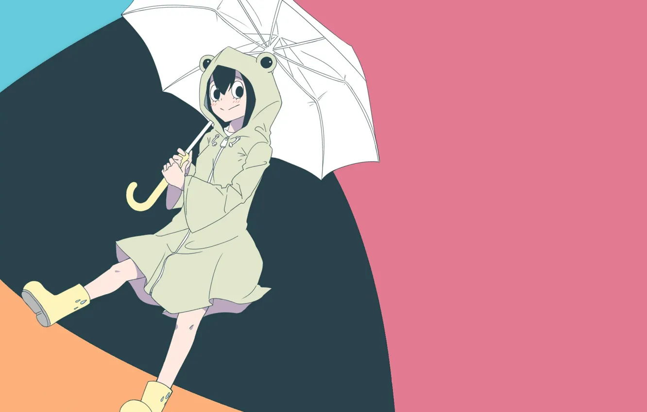 Фото обои девушка, фон, зонт, My Hero Academia, Boku No Hero Academia, Моя геройская акадеимя, Тсуя Асуи