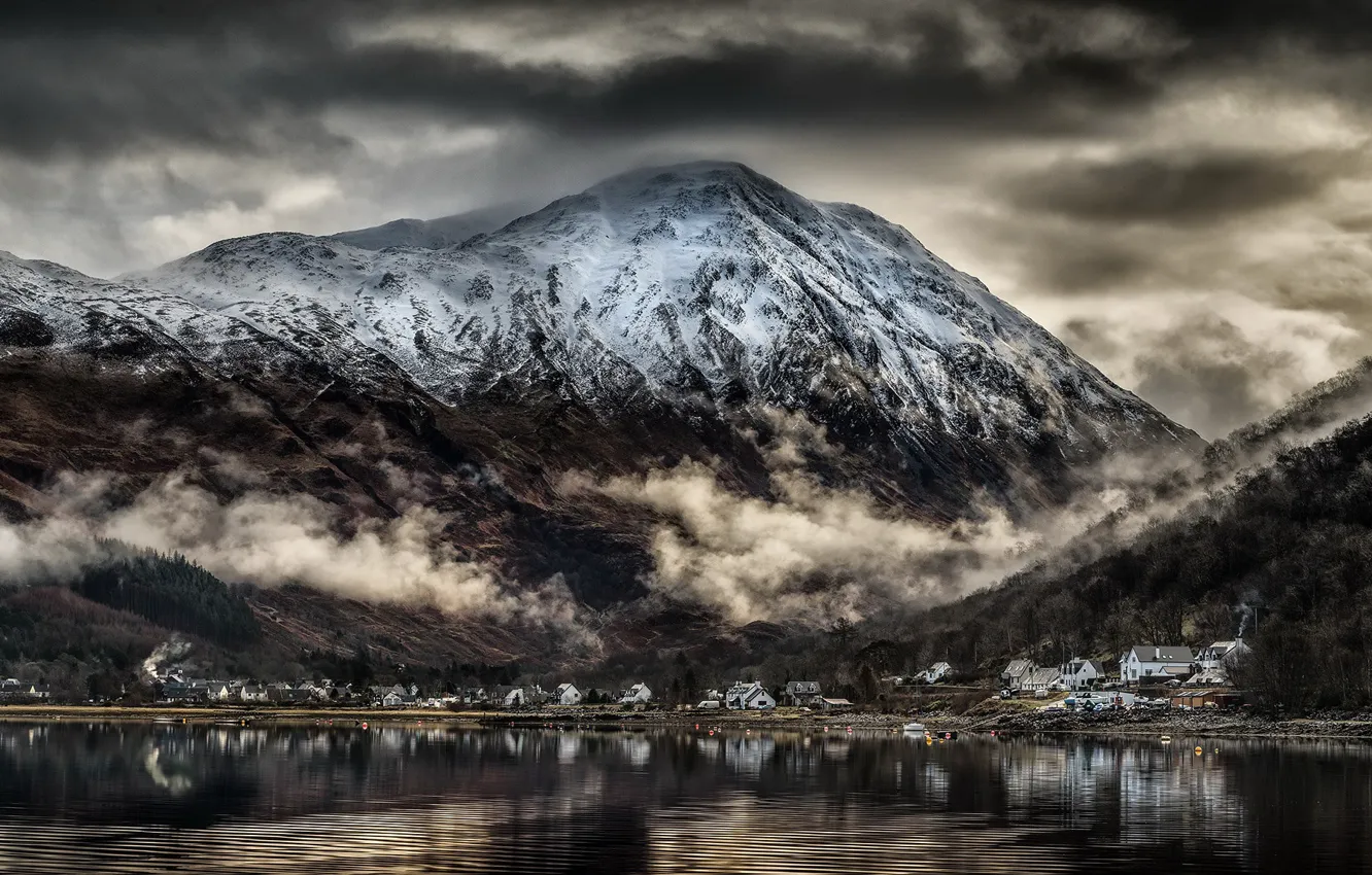 Фото обои Scotland, Reflections, Village of Glencoe