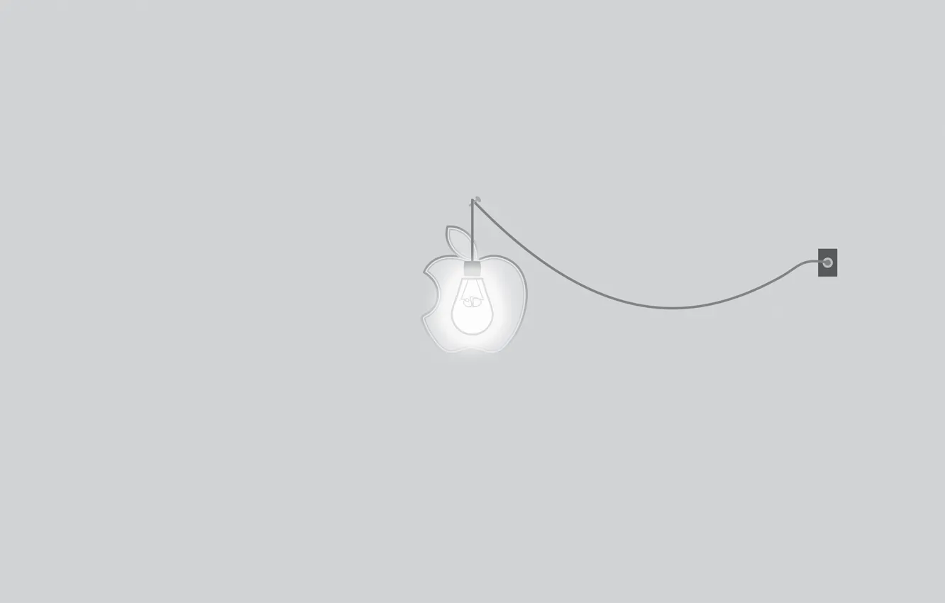 Фото обои лампочка, свет, apple, минимализм, розетка, light, rose, гвоздь
