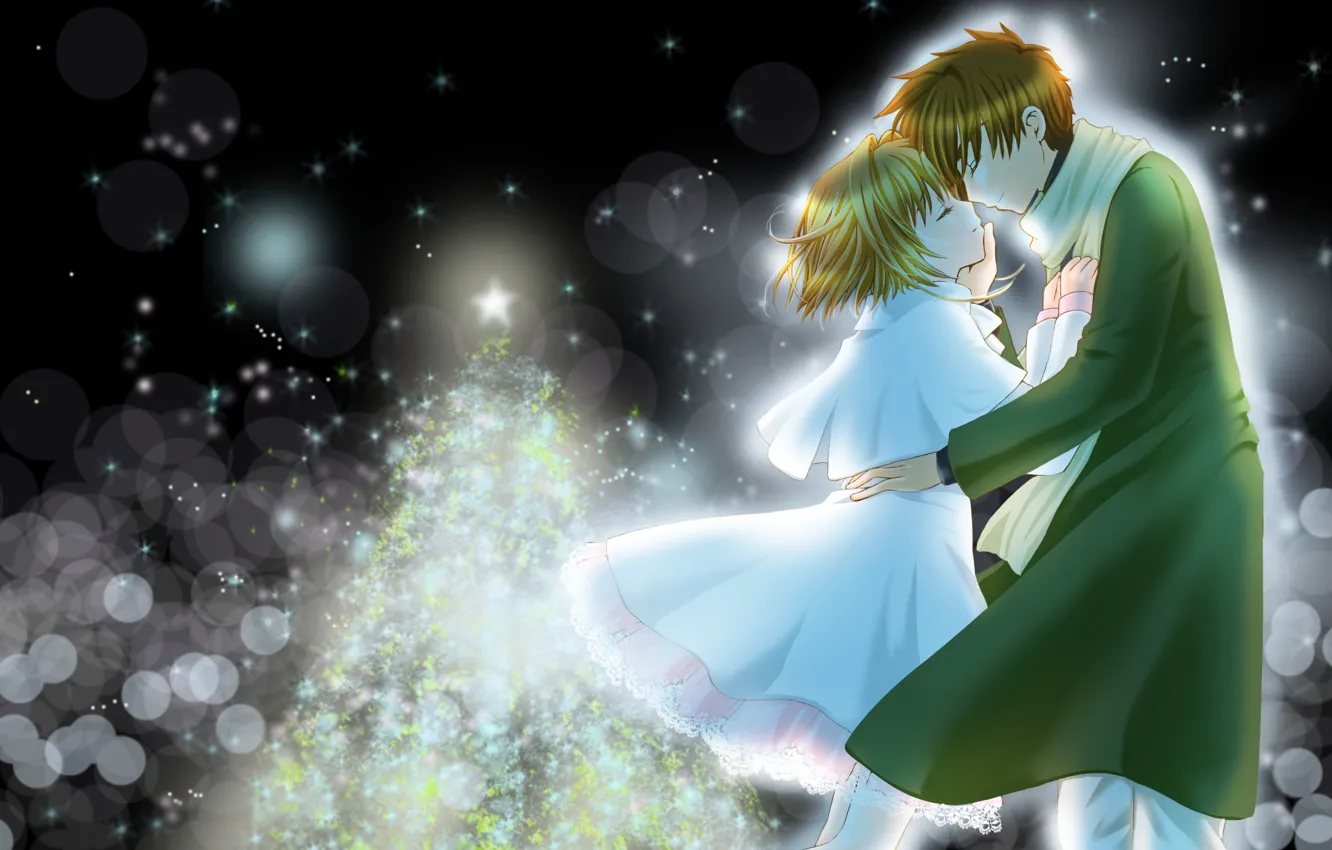 Фото обои романтика, аниме, мальчик, девочка, Card Captor Sakura, Сакура - собирательница карт