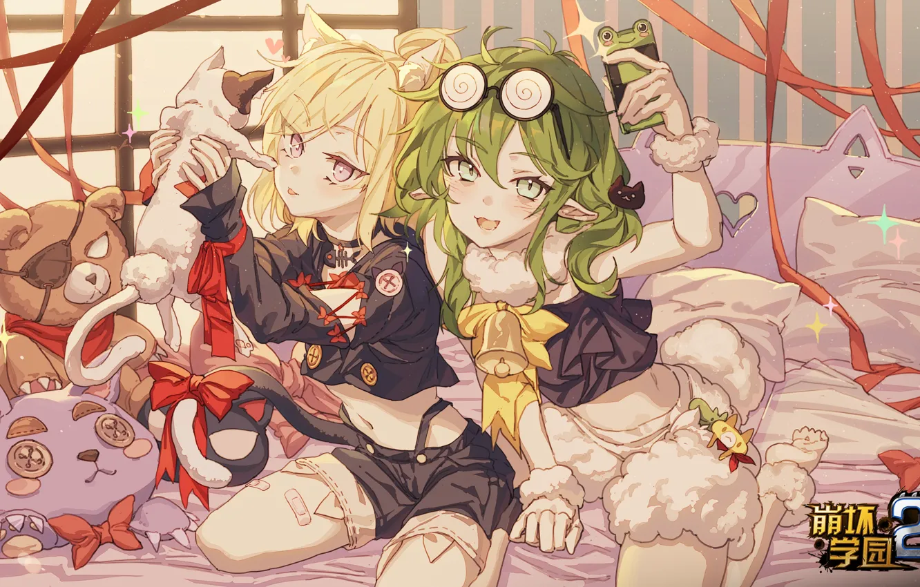 Фото обои кошка, девушка, игрушка, Houkai Gakuen 2, Yssring Leavthruth, by miHoYo 2560x1440, Ninti Apokalypse