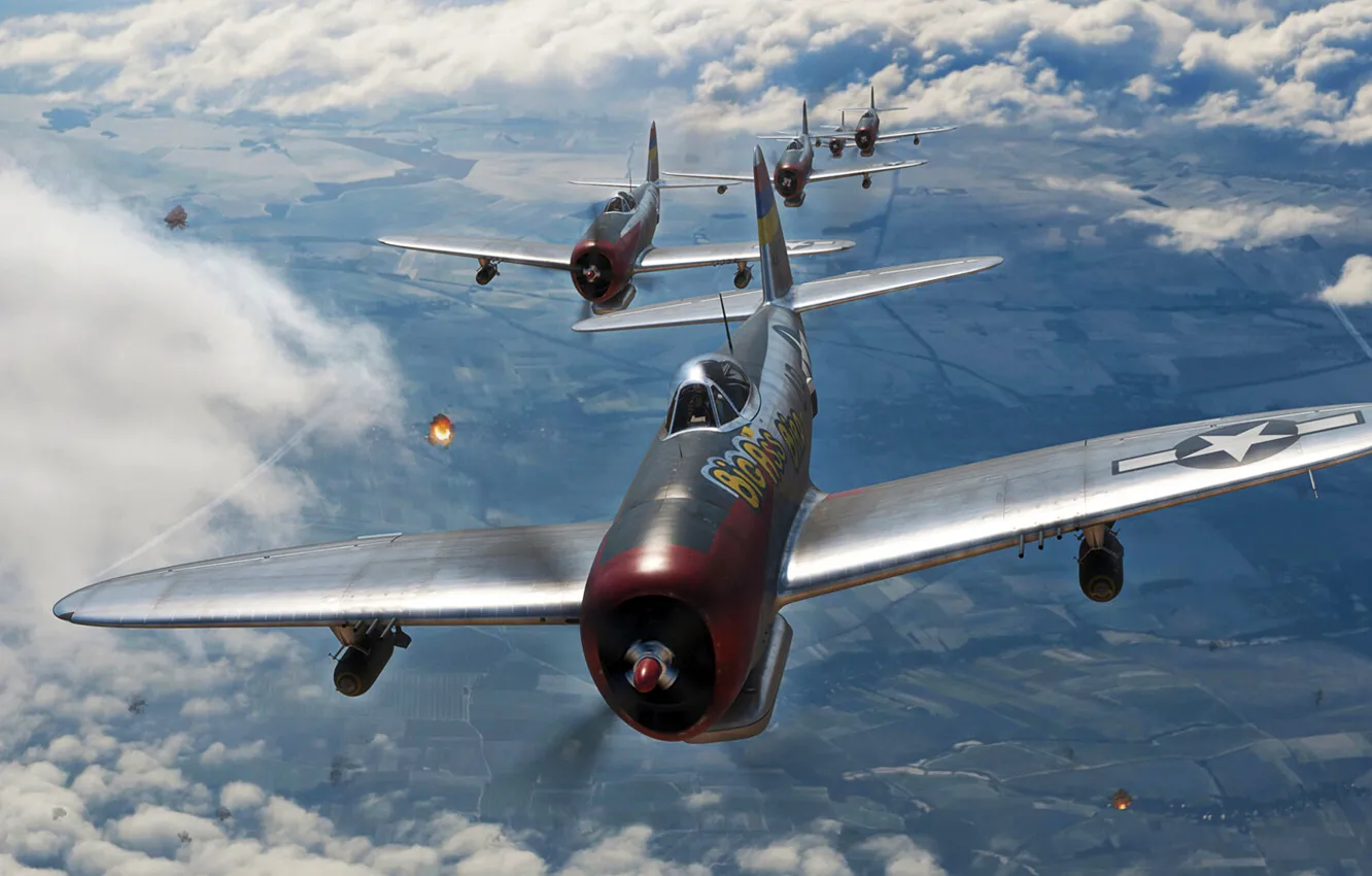 Фото обои USAF, Истребитель-бомбардировщик, P-47 Thunderbolt, P-47D, 406th FG