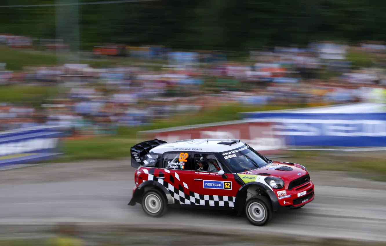 Фото обои Красный, Спорт, Скорость, Mini Cooper, WRC, MINI, Мини Купер, Размытие