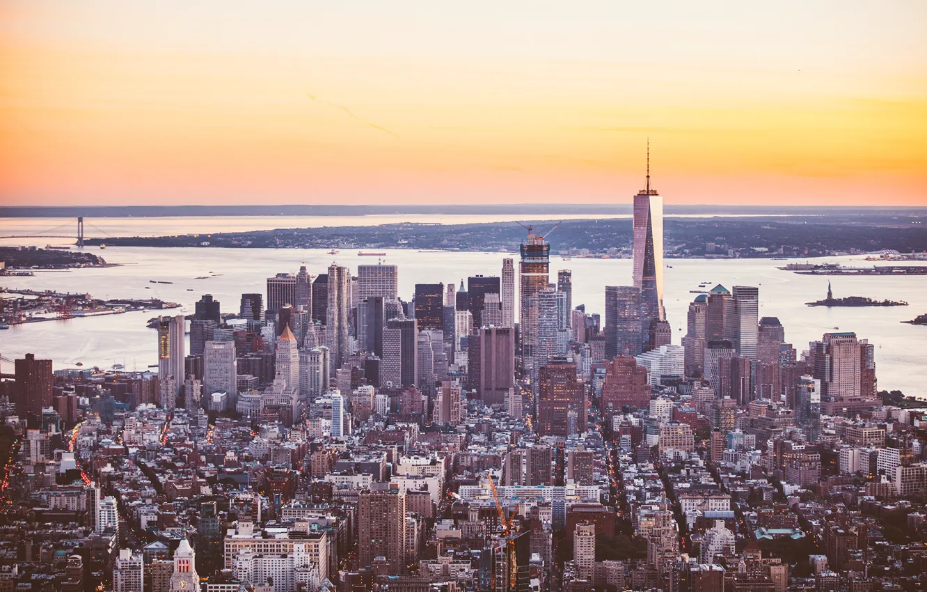 Фото обои город, здание, небоскребы, панорама, мегаполис, New York