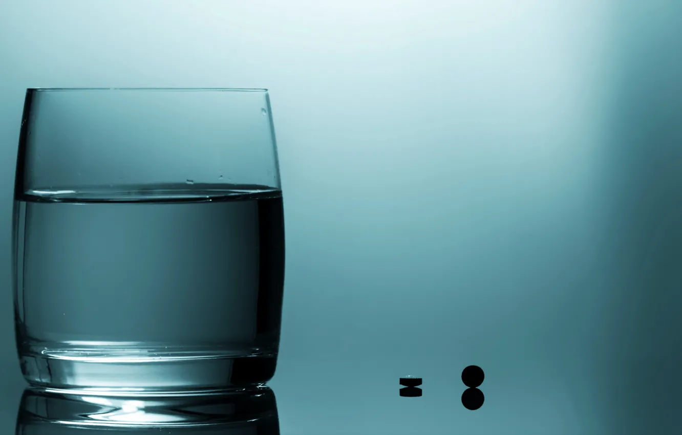Фото обои вода, стакан, таблетки