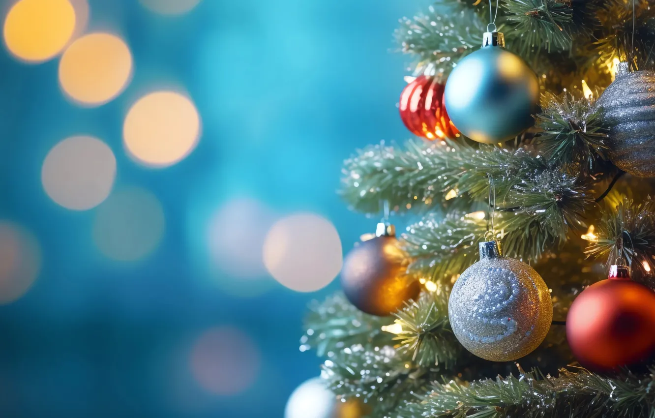 Фото обои украшения, фон, шары, елка, Новый Год, Рождество, new year, happy