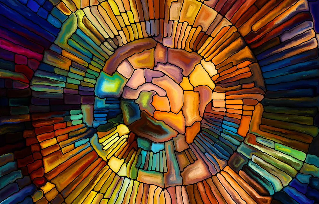 Фото обои мозаика, витраж, разноцветная