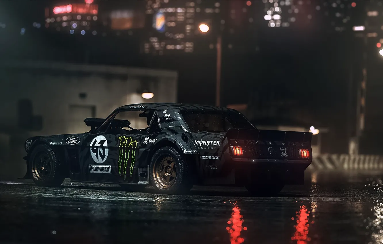 Фото обои Mustang, Ford, Dark, 1965, RTR, Ken Block, Gymkhana, Rear