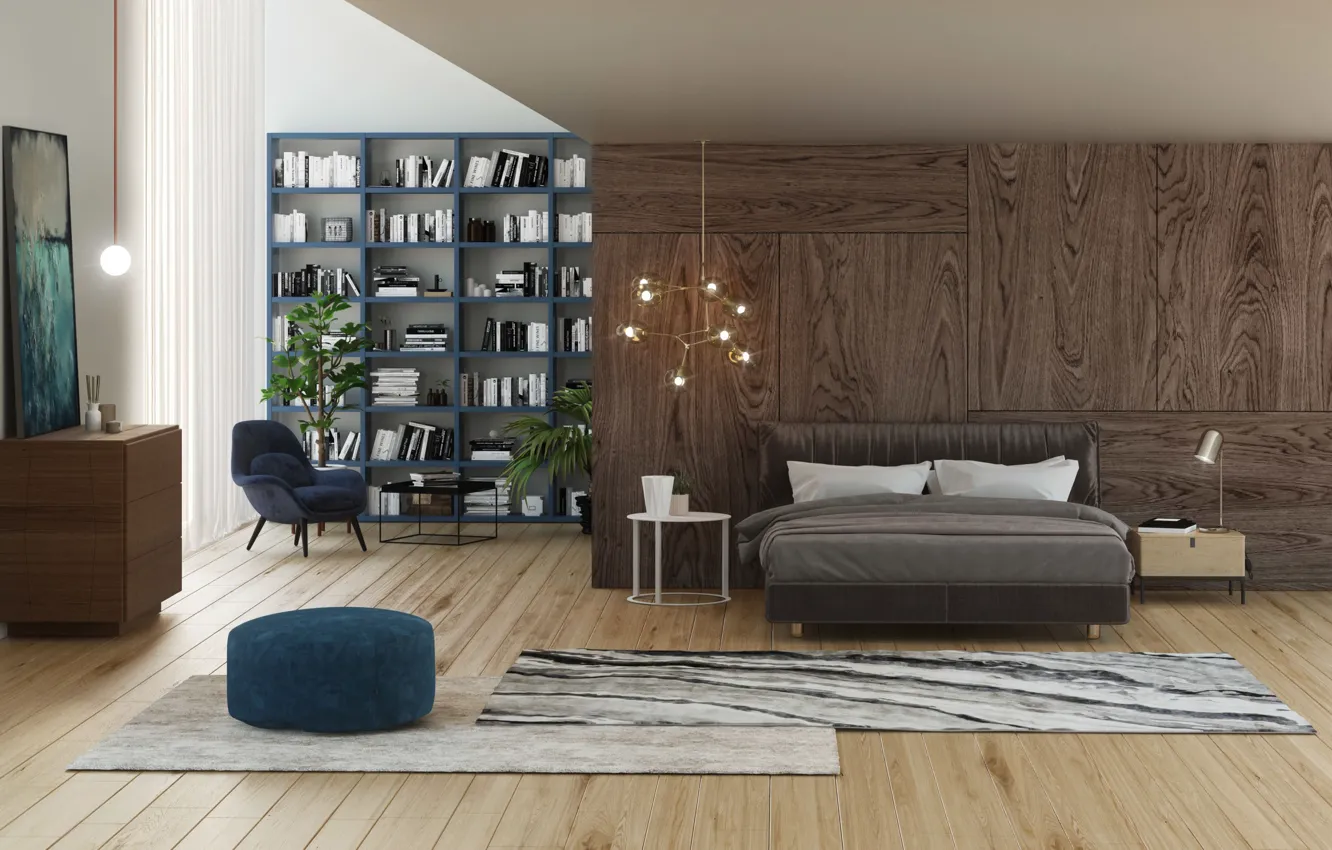 Фото обои комната, интерьер, библиотека, спальня