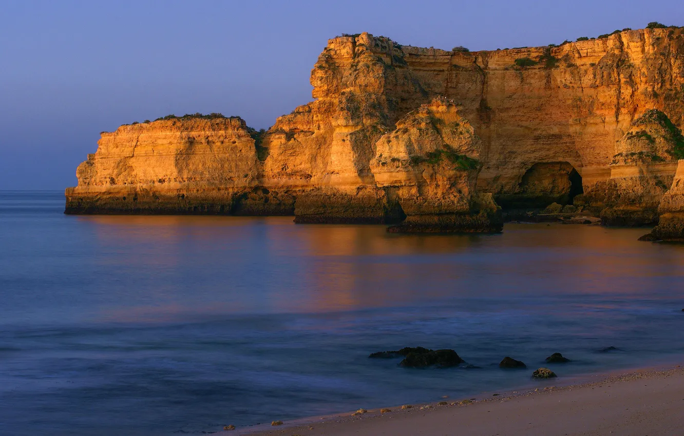 Фото обои море, скалы, берег, Португалия