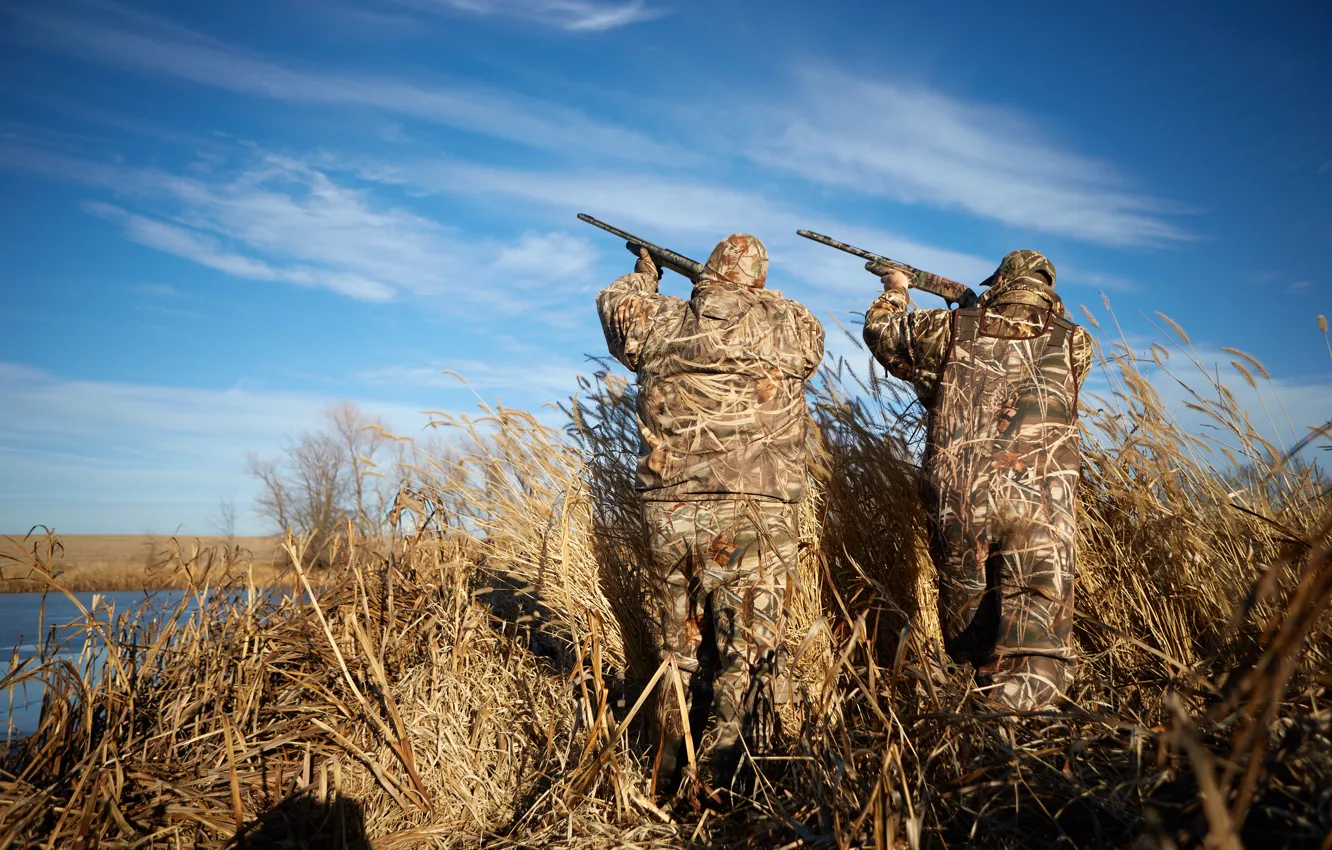 Фото обои ducks, hunters, hunting