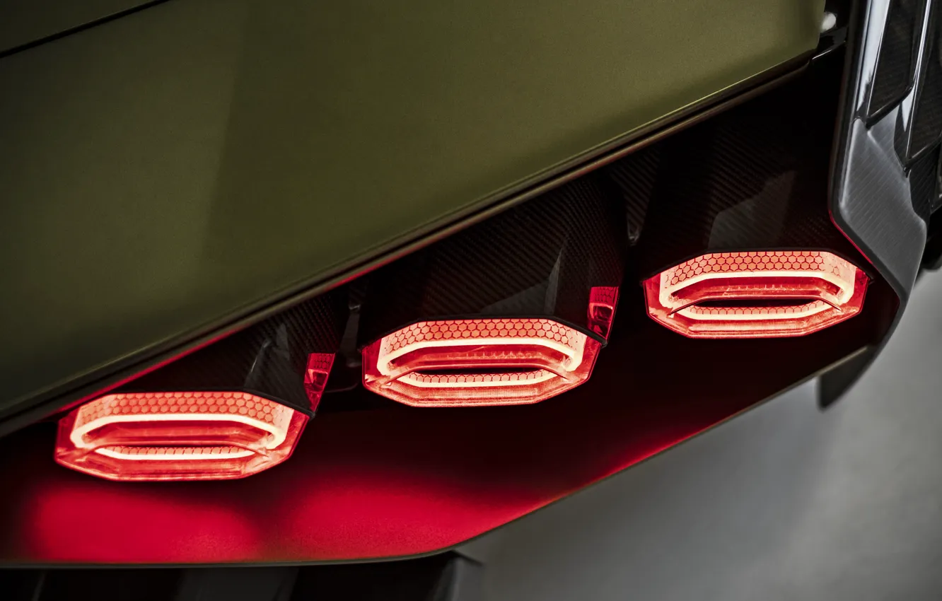 Фото обои свет, красный, Lamborghini, стоп-огни, стоп-сигнал, Sian, Lamborghini Sian