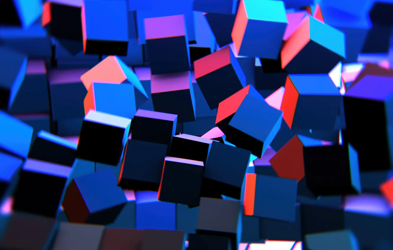 Фото обои abstract, Neon, minecraft, geometric, Axolotl, Abstract Background, 3D cubes