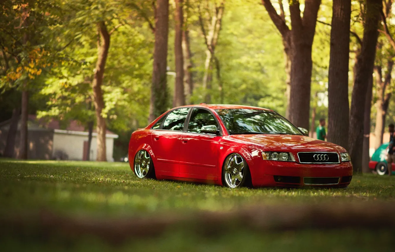 Фото обои красный, Audi, ауди, тюнинг