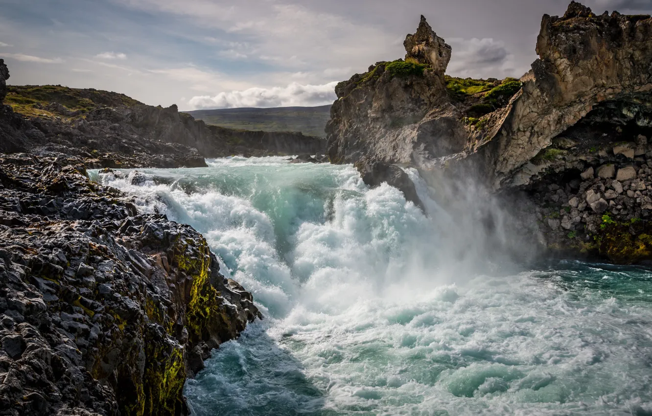 Фото обои река, камни, поток, Исландия, Iceland