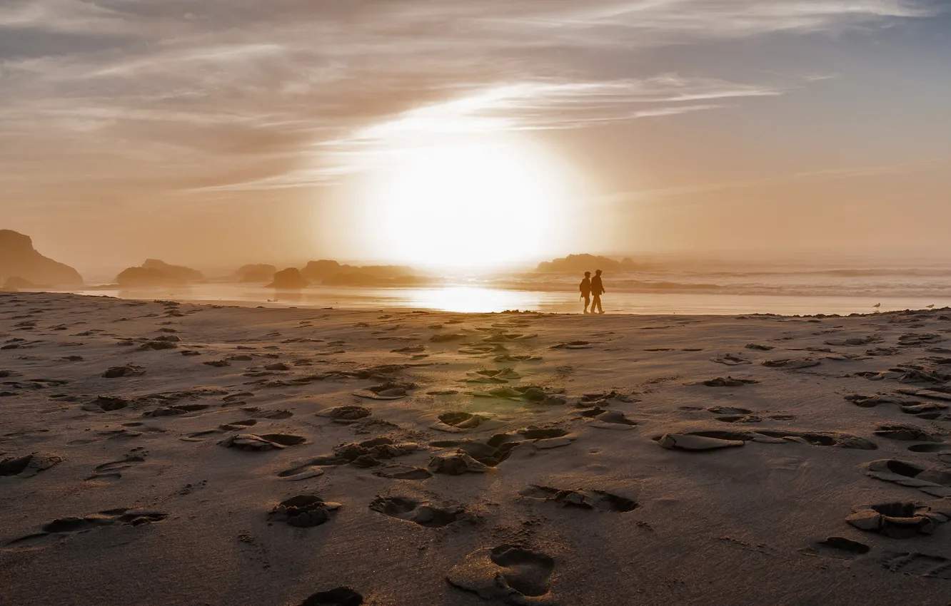 Фото обои море, берег, прогулка