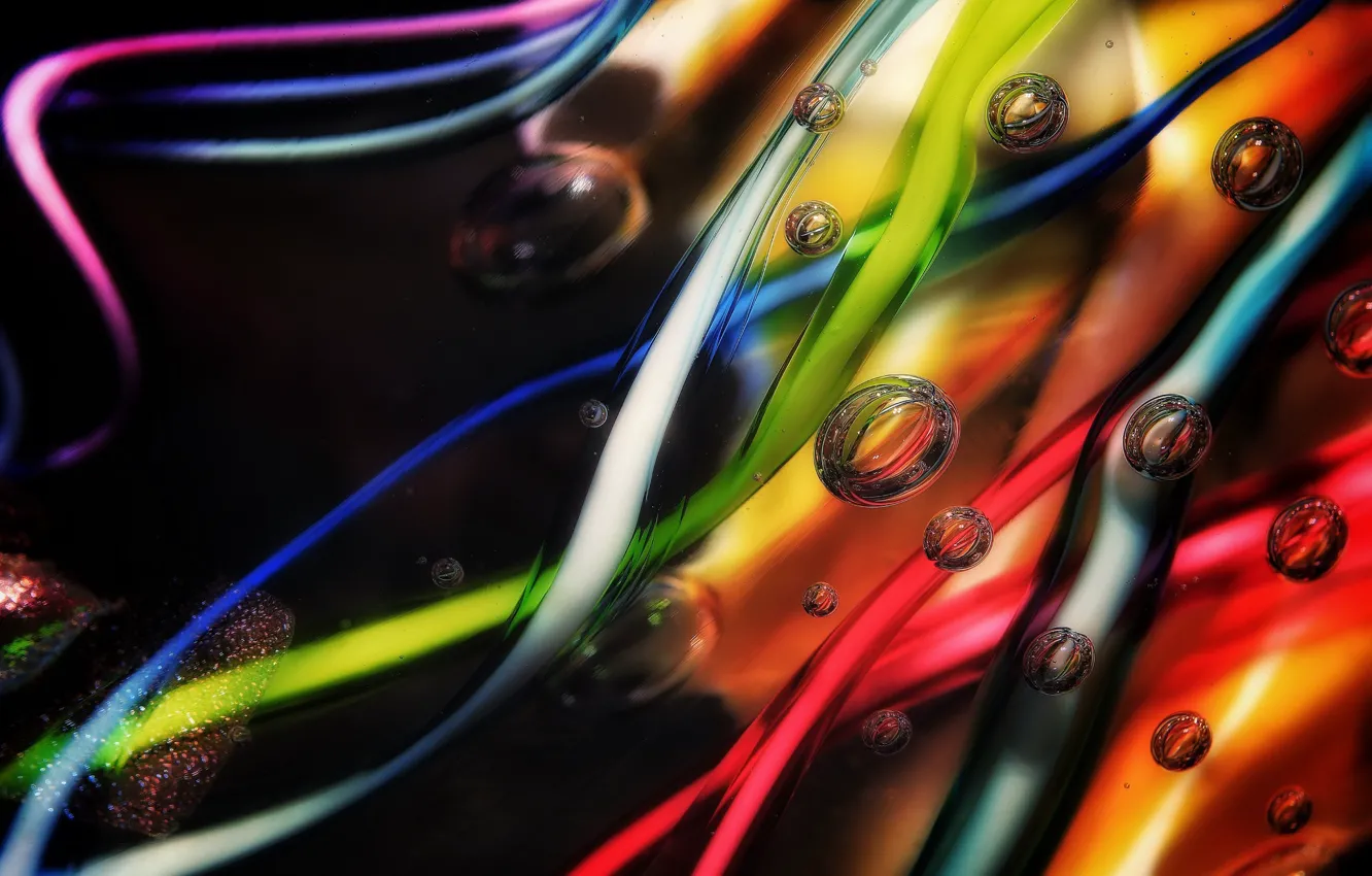 Фото обои абстракция, полосы, ленты, пузыри, разноцветные