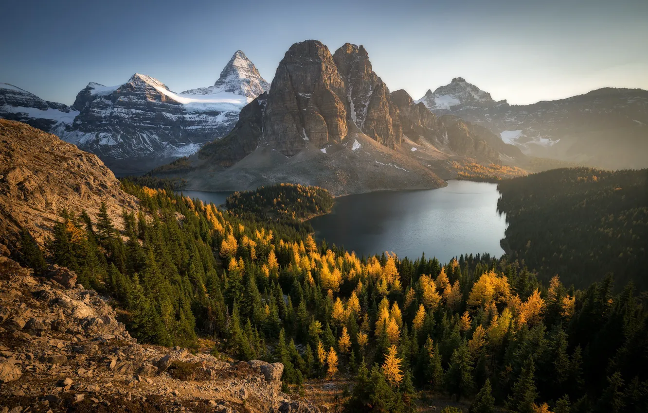 Фото обои Canada, Cerulean Lake, Mount Assiniboine, Enchanting Light