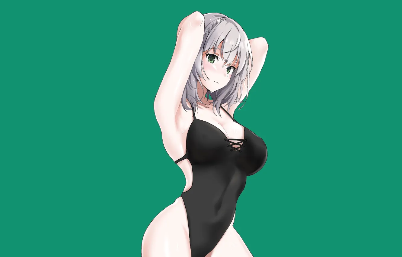 Фото обои girl, sexy, boobs, stretch, anime, swimsuit, breasts, babe
