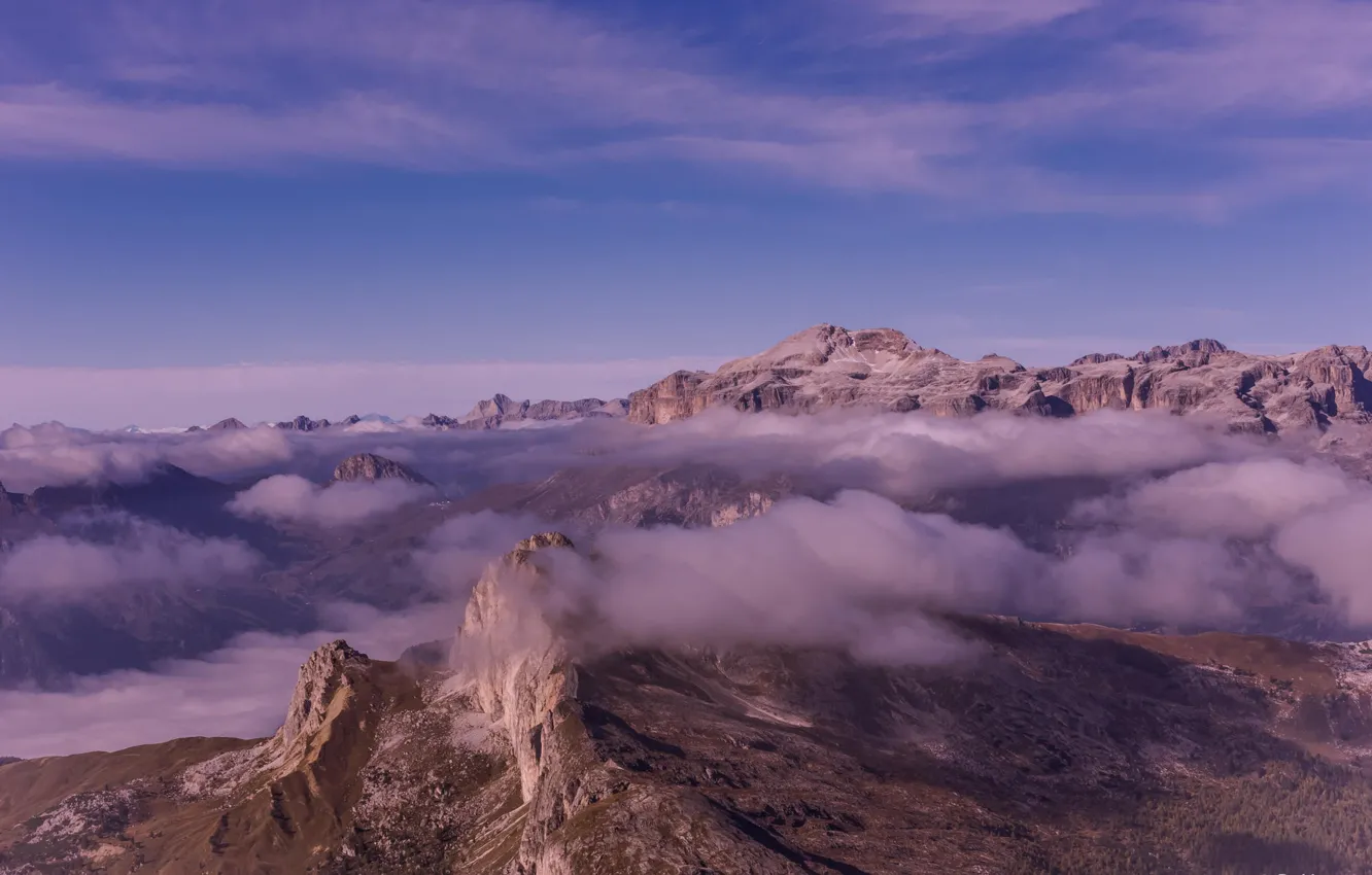 Фото обои облака, горы, природа, высота