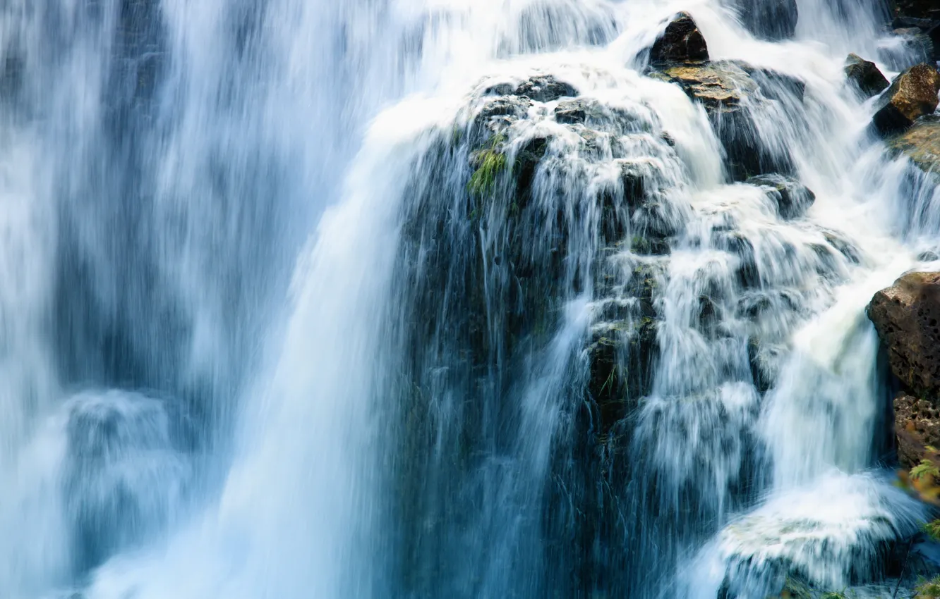 Фото обои вода, пейзаж, природа, камни, скалы, водопад, поток, мощь