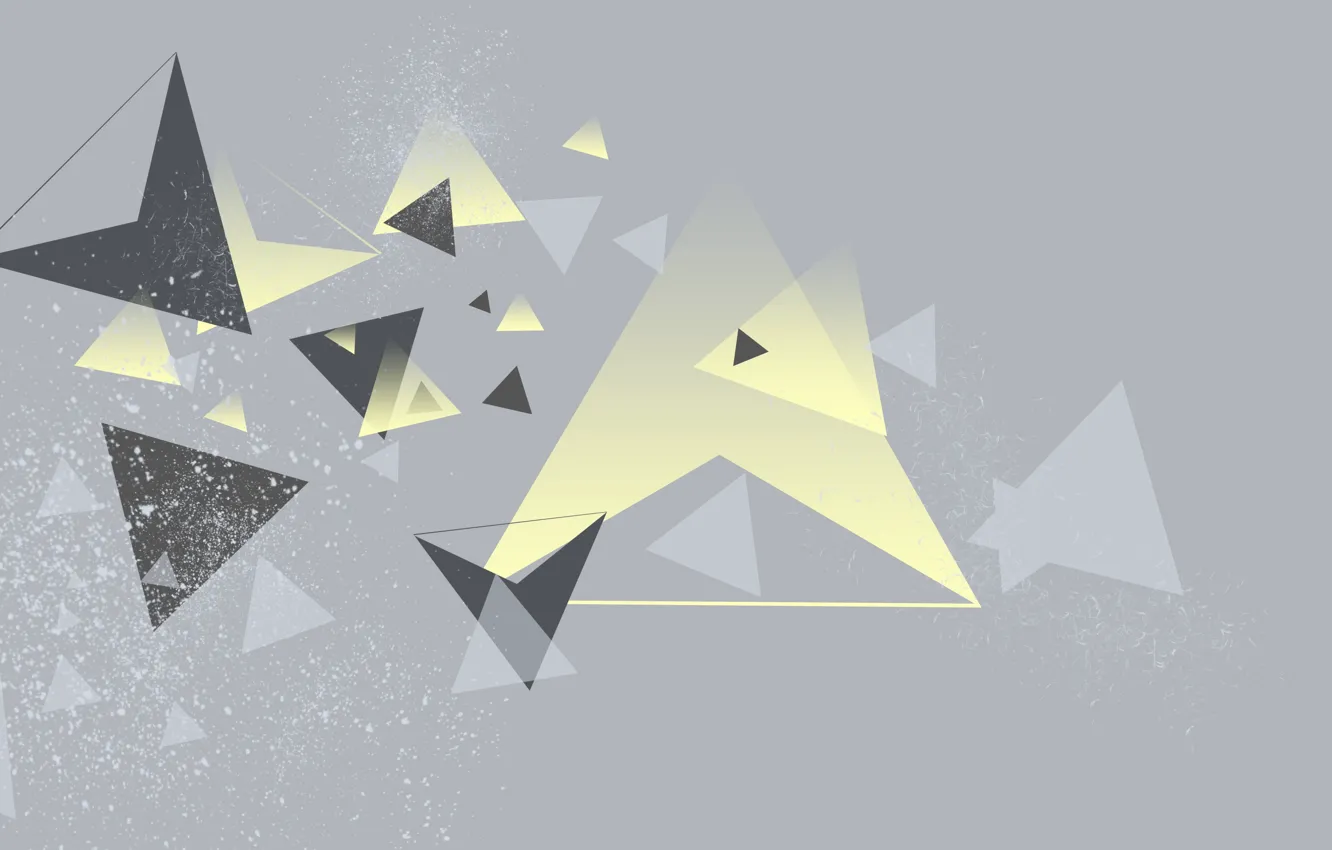 Фото обои желтый, серый, треугольники