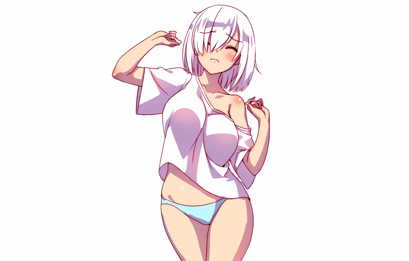 Фото обои girl, sexy, lingerie, pantsu, panties, anime, beautiful, short hair